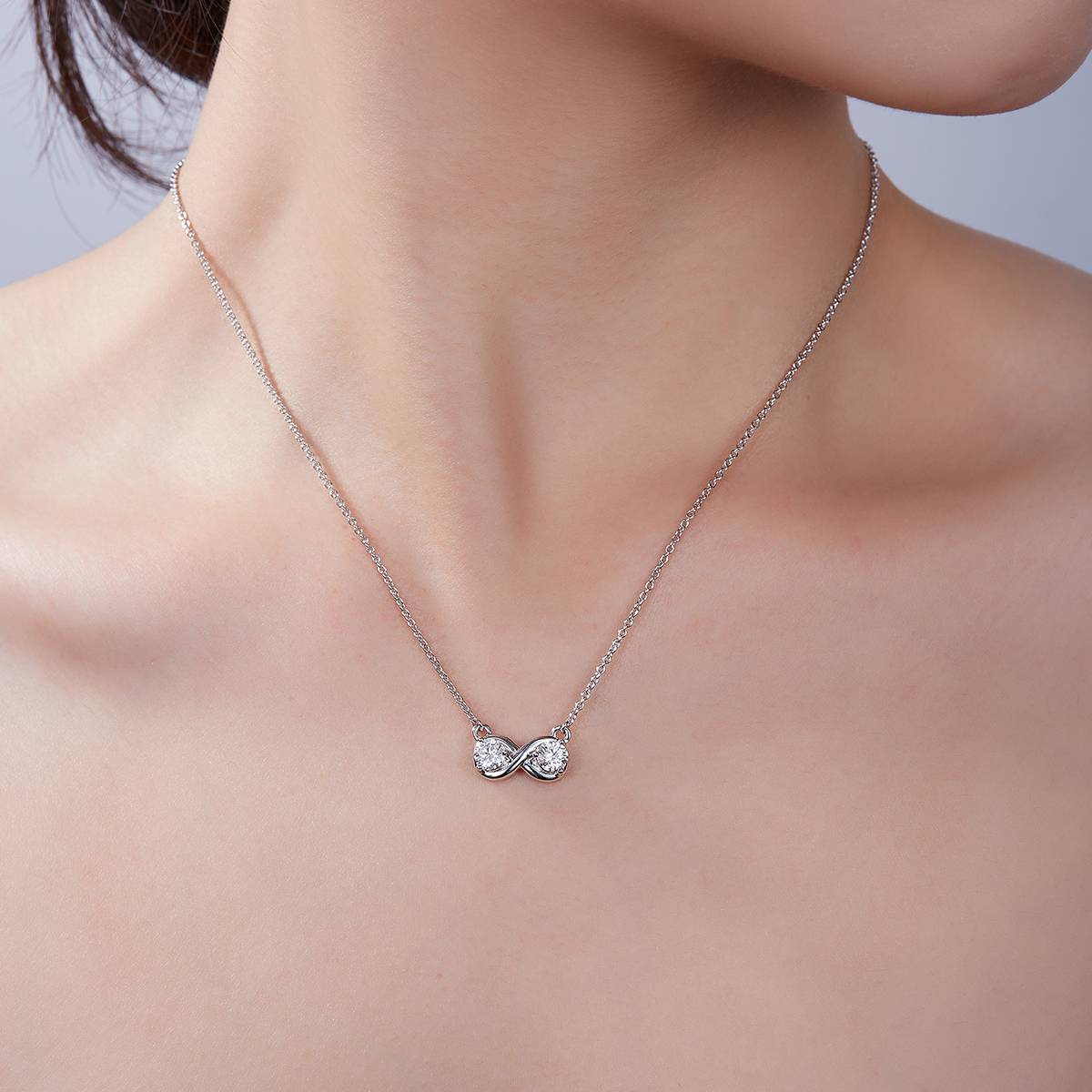 Double Ring Infinite Love Pendant S925 Silver Moissanite Grade D 1.0CT
